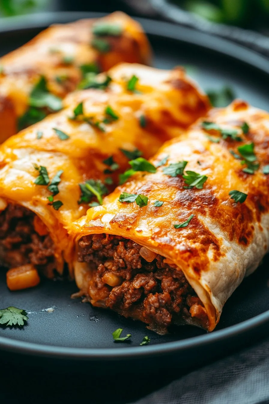 Cheesy Beef Chimichangas– Easy Dinner Recipe
