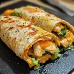 Cheesy Garlic Chicken Wrap with melted cheese and fresh ingredients