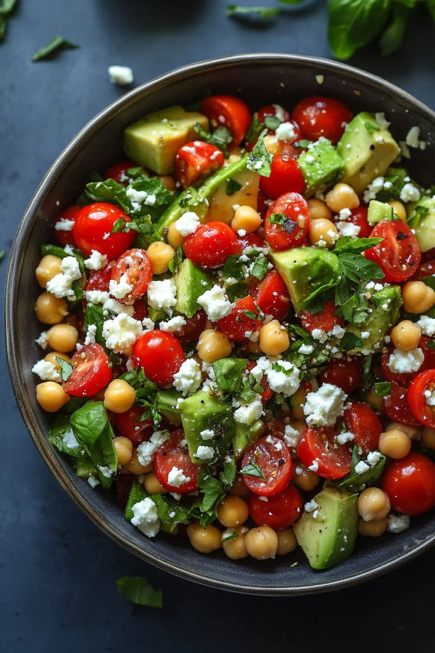 Chickpea Feta Avocado Salad