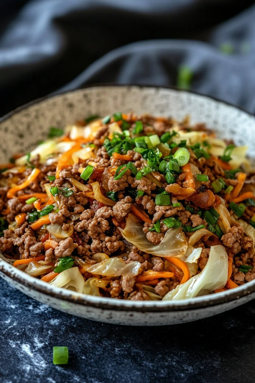Chinese Ground Beef and Cabbage Stir-Fry
