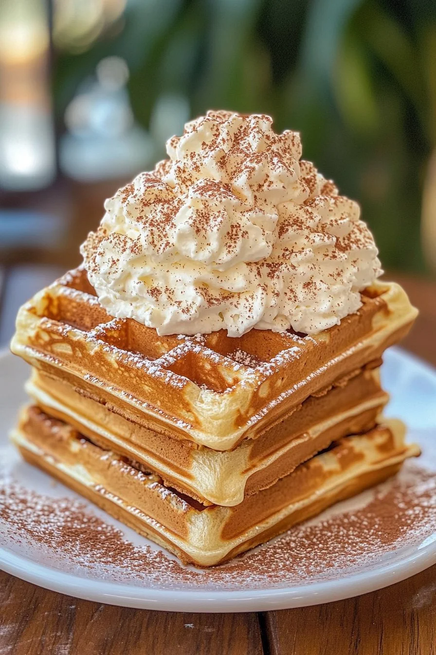Cinnamon Waffles with Cinnamon Whipped Cream
