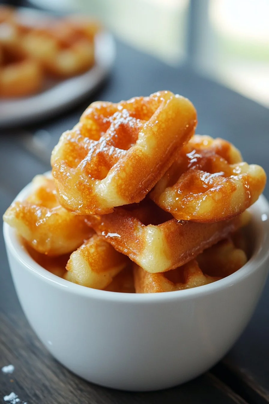 Cornbread Waffle Bites with Honey Butter Syrup