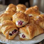 Cranberry Cream Cheese Crescent Bites on a festive platter