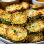 Crispy baked parmesan zucchini slices on a plate