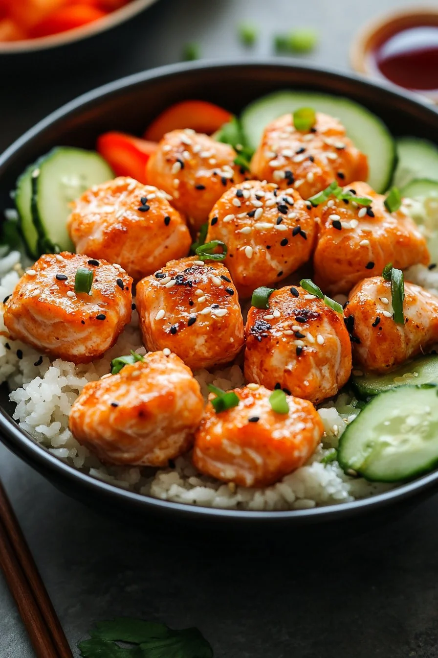 Crispy Bang Bang Salmon Bites Bowls
