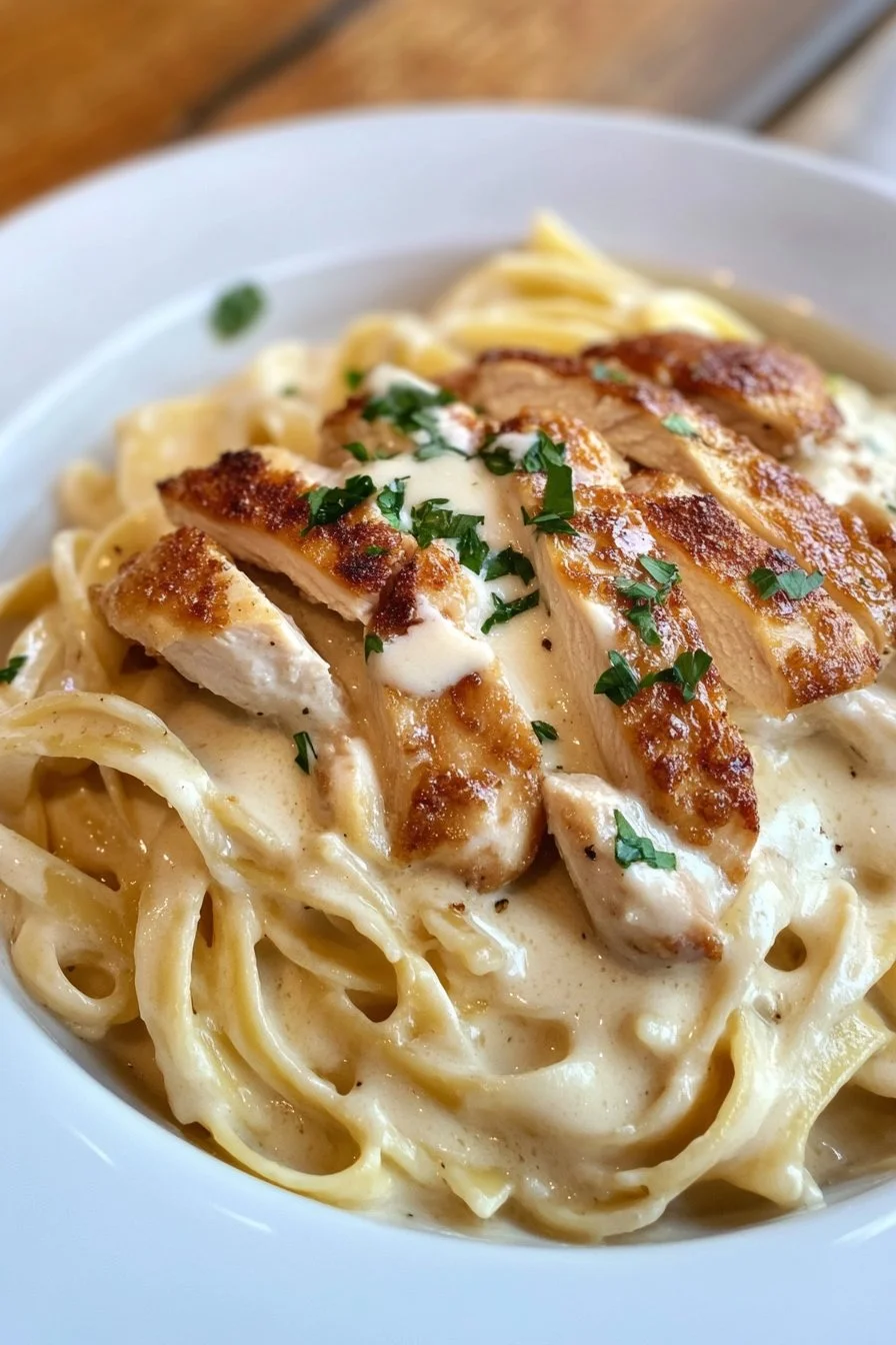 Crispy Chicken Fettuccine Alfredo