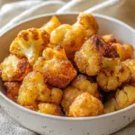 Crispy deep-fried vegan cauliflower nuggets served with dipping sauce