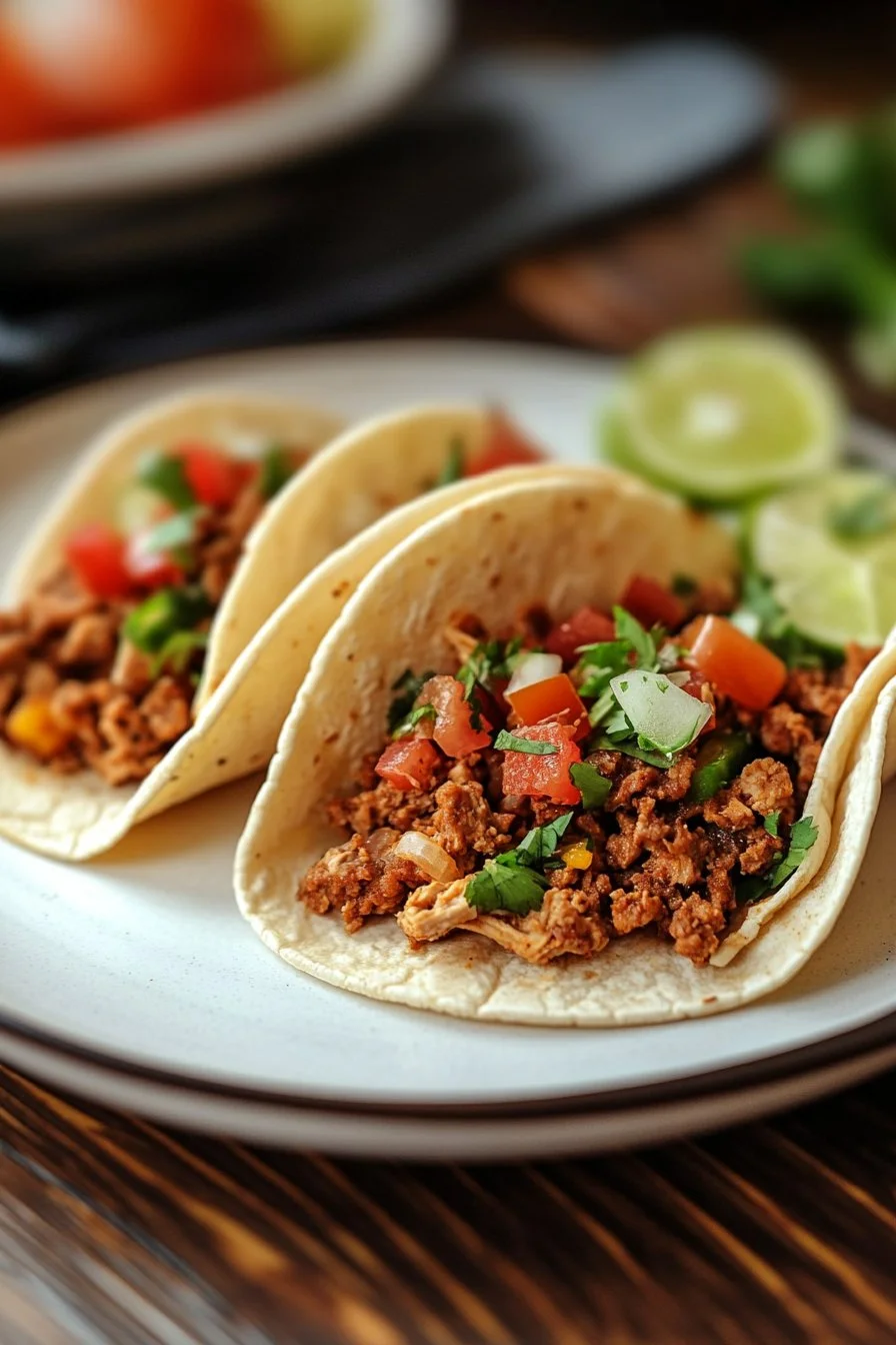 Crockpot Chicken Taco Meat {Easy, 3-Ingredient Recipe}