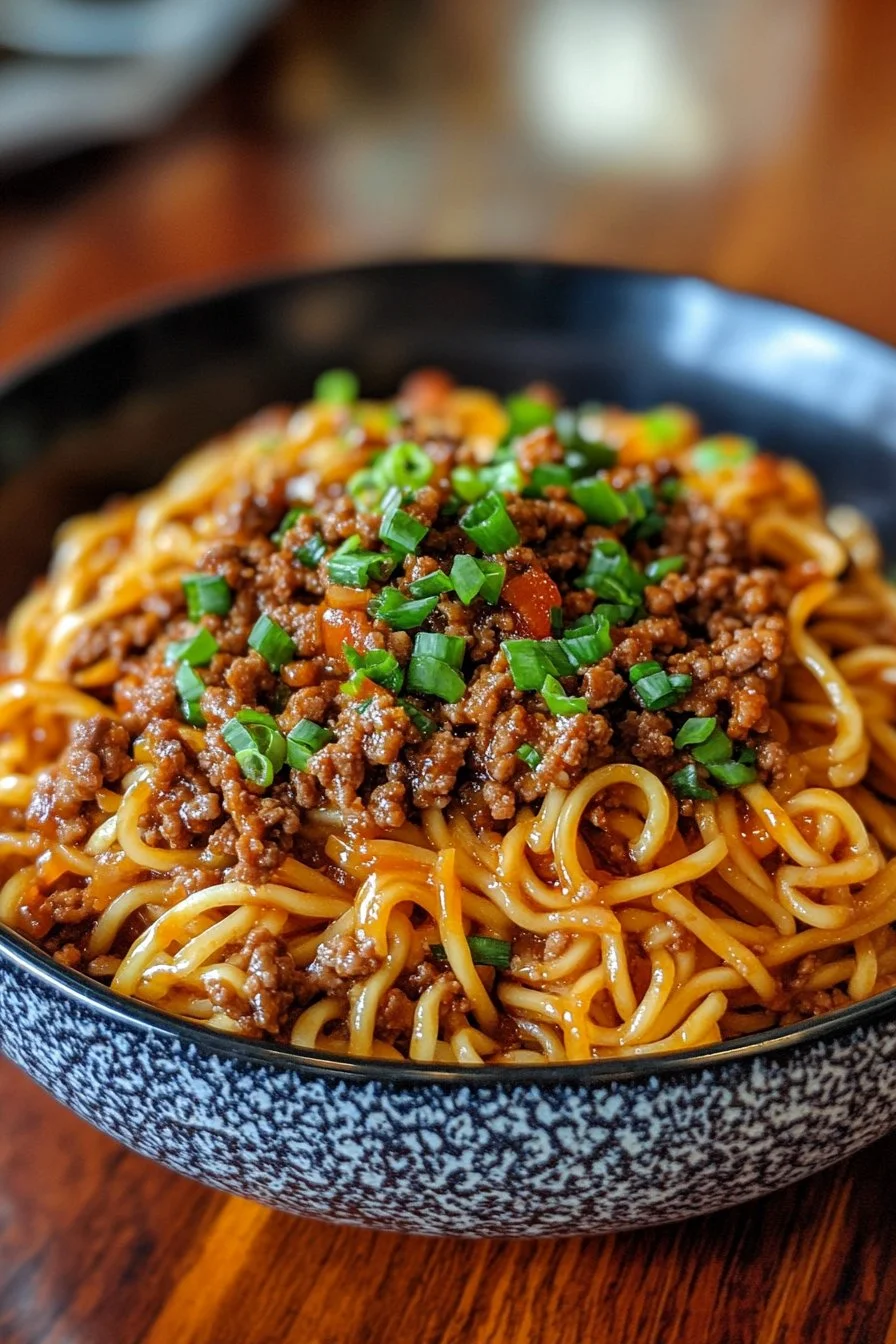 Easy Mongolian Ground Beef Noodles Recipe