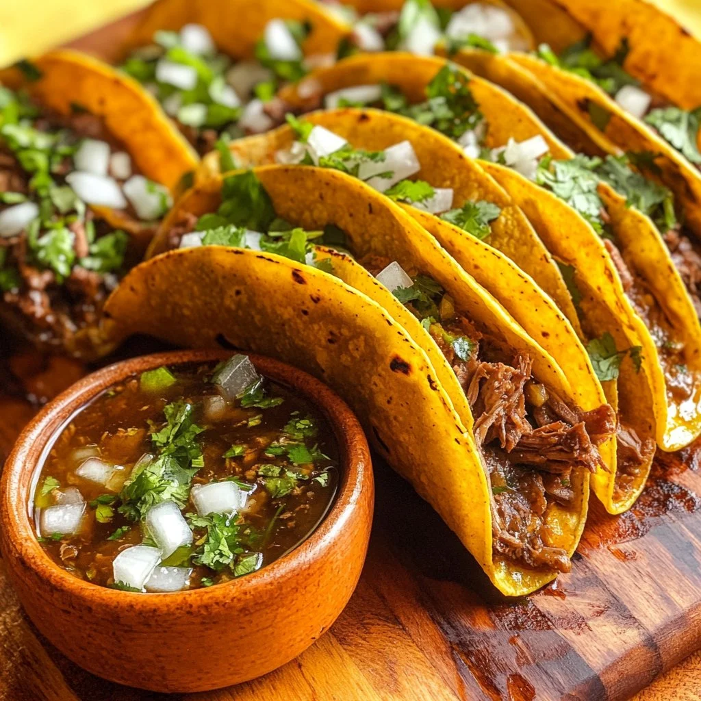 Plate of delicious birria tacos garnished with fresh cilantro and onions