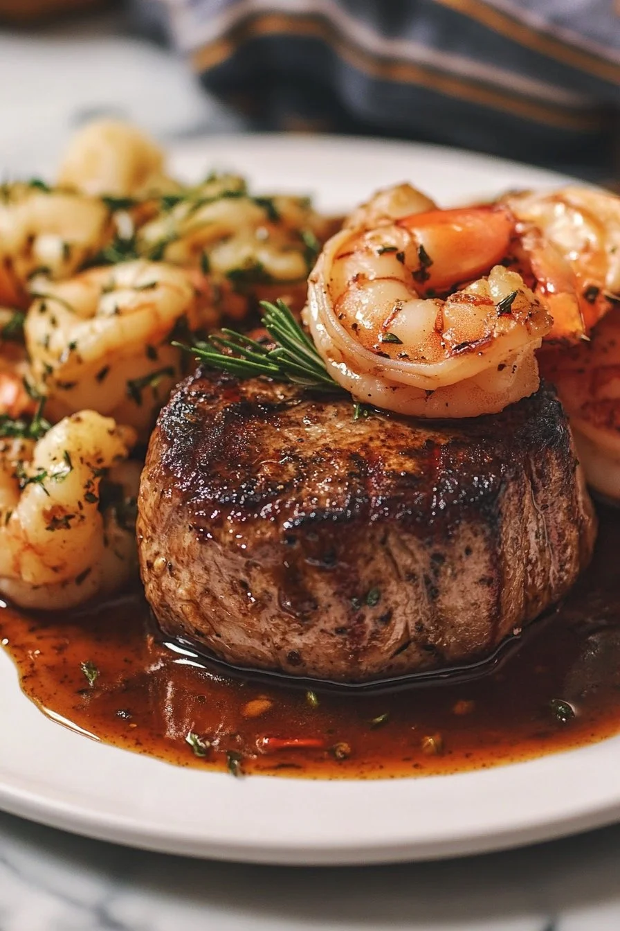 Filet Mignon with Shrimp and Lobster Sauce