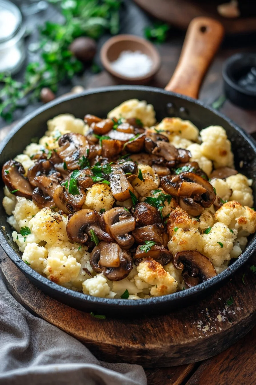Flavor-Packed Garlic Mushrooms Cauliflower Skillet for Easy Dinners