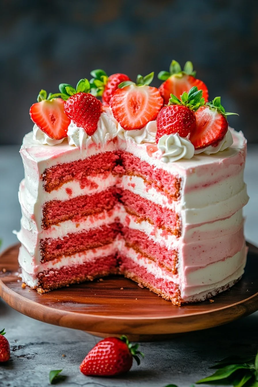 Fluffy and Moist Strawberry Cream Cake