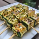 Garlic Butter Zucchini Skewers grilled to perfection.