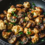 Garlic Cauliflower Mushroom Skillet served in a pan