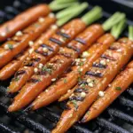 Grilled and glazed carrots served as a vibrant side dish