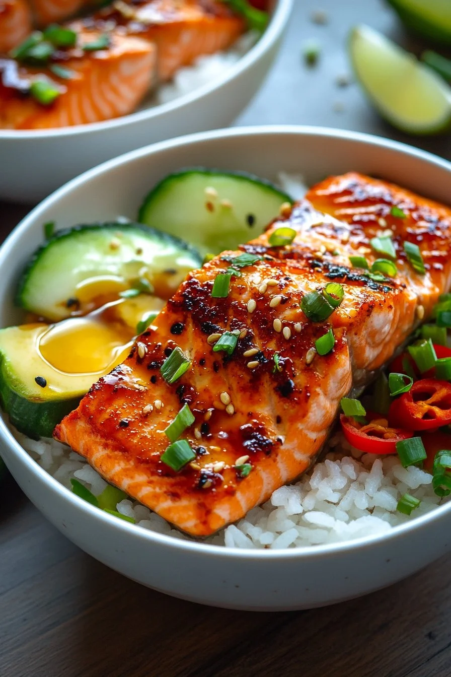 Honey Sriracha Salmon Bowls: A Sweet and Spicy Delight