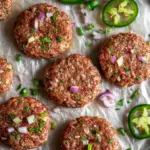 Jalapeño turkey burgers ready to be served with vibrant toppings and a side of fries.