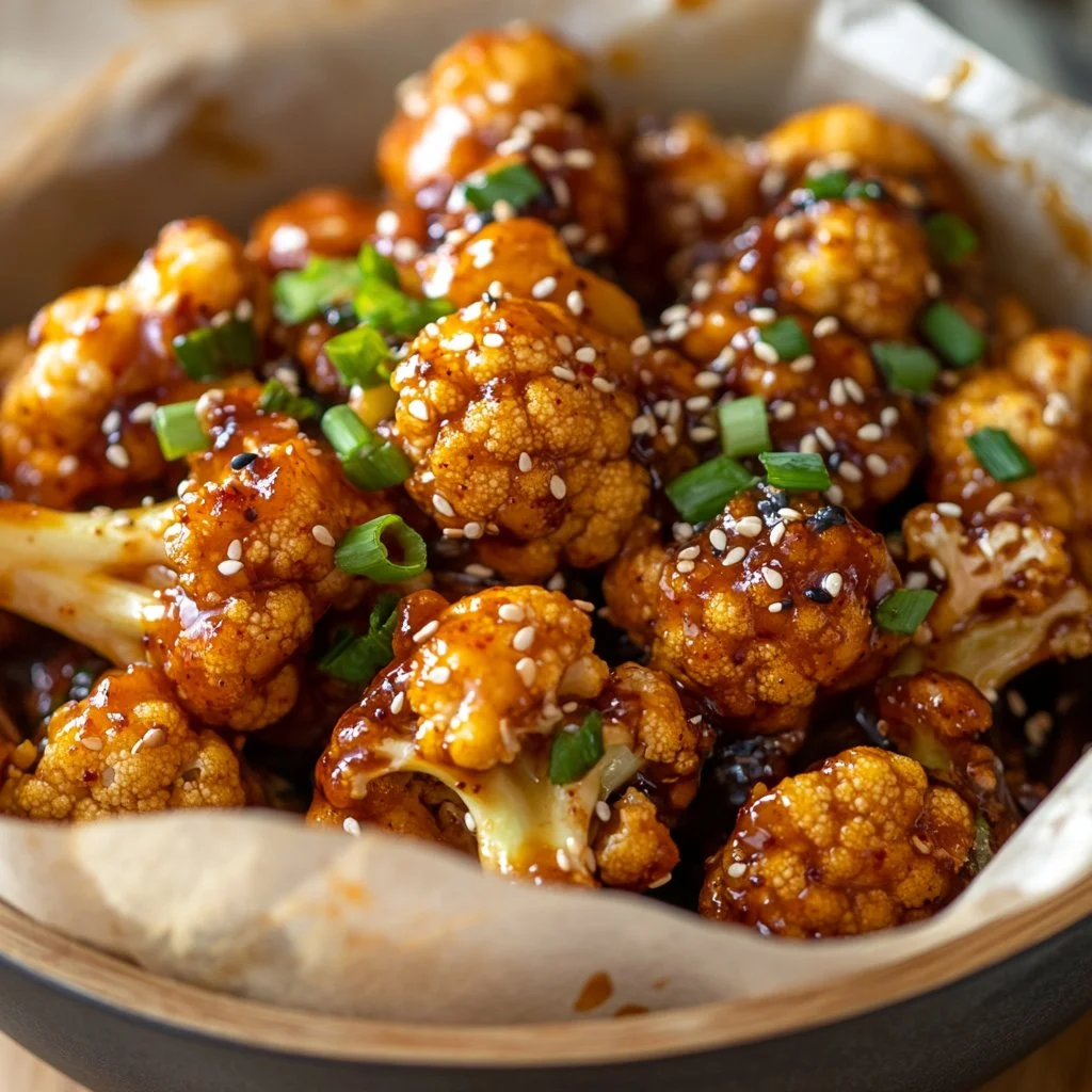 Delicious Korean Baked Cauliflower served on a plate