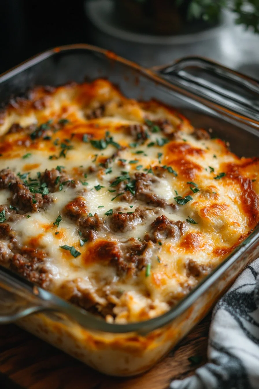 Low Carb Philly Cheesesteak Casserole