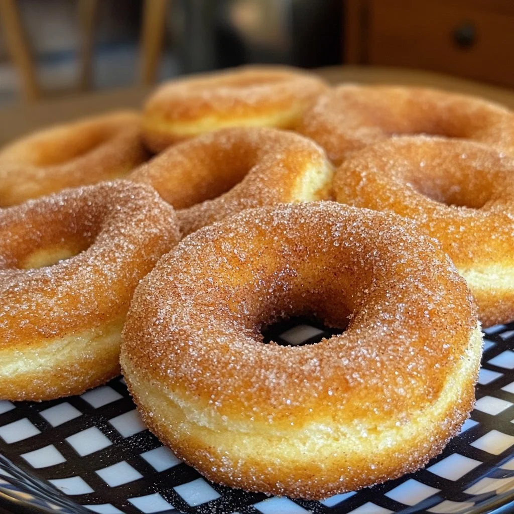 Homemade sourdough doughnuts made from sourdough discard, garnished and ready to enjoy.