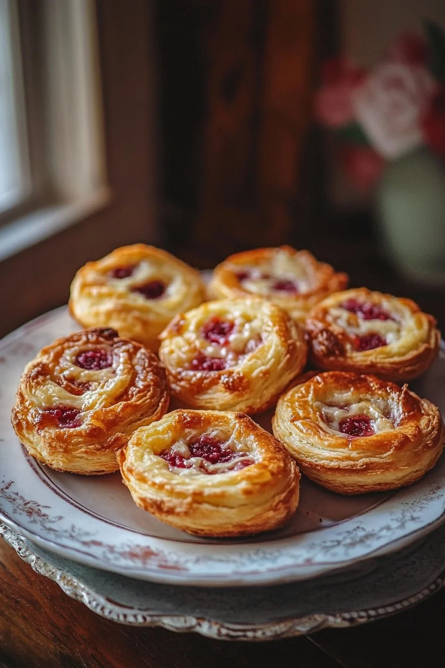 Sourdough Discard Raspberry Cream Cheese Danishes