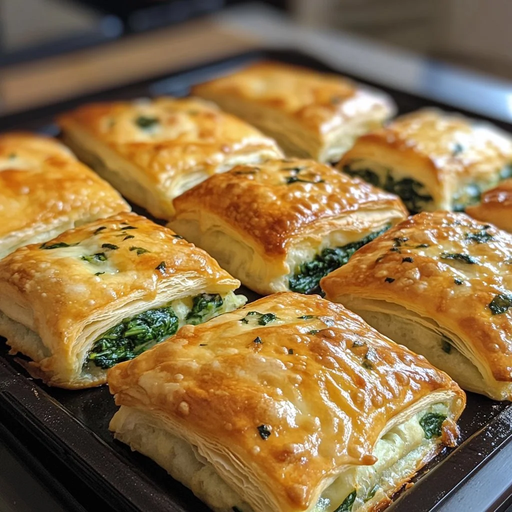 Delicious spinach puffs filled with cheese, perfect for appetizers