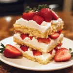Delicious homemade strawberry shortcake with fresh strawberries and whipped cream