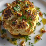 Whole roasted cauliflower served as a flavorful, healthy dish.