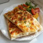 Delicious 2 ingredient cottage cheese flatbread ready to serve