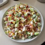 Bacon Ranch Chopped Salad with crispy bacon, fresh greens, and ranch dressing