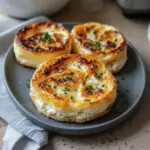 Baked Cottage Cheese Eggs served with fresh herbs and colorful toppings.