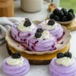 Delicious Blackberry Pavlovas with fresh blackberries and whipped cream
