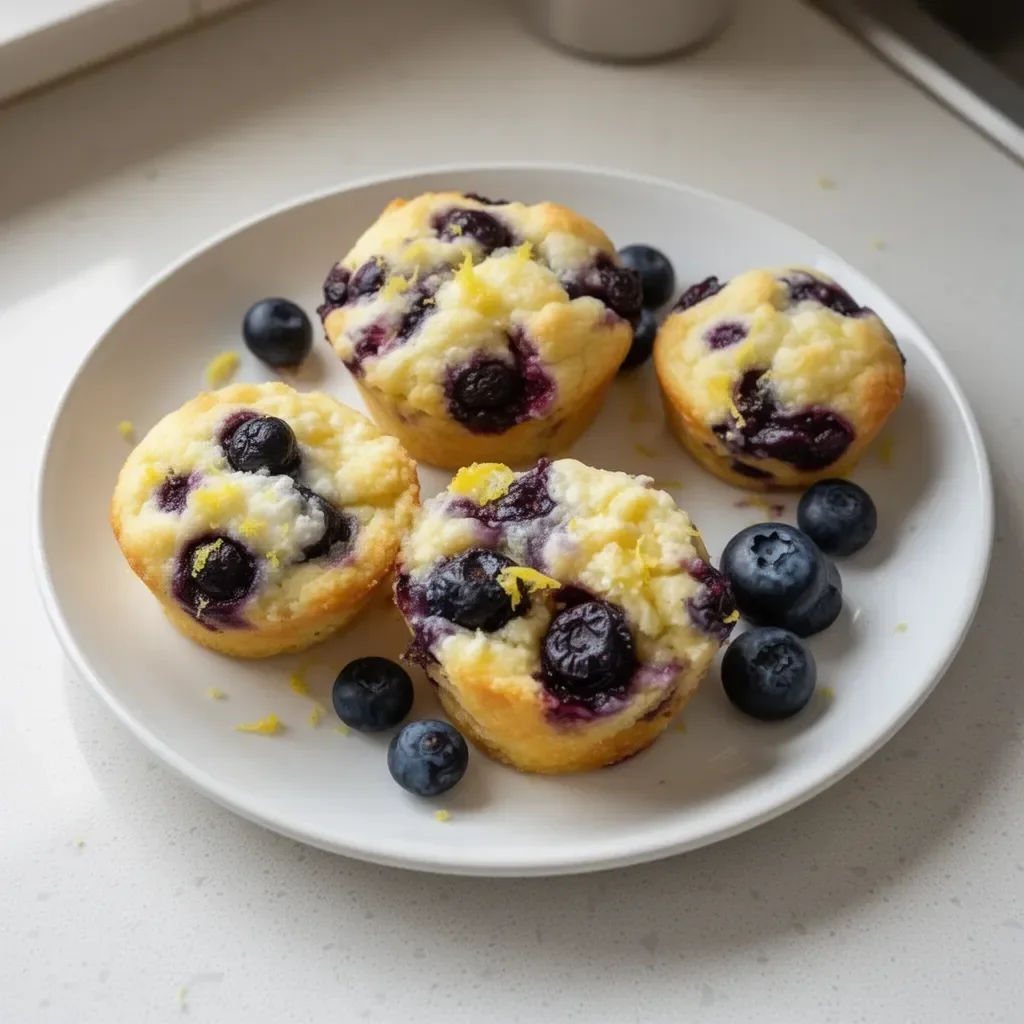 Blueberry and lemon zest cottage cheese bites served on a plate