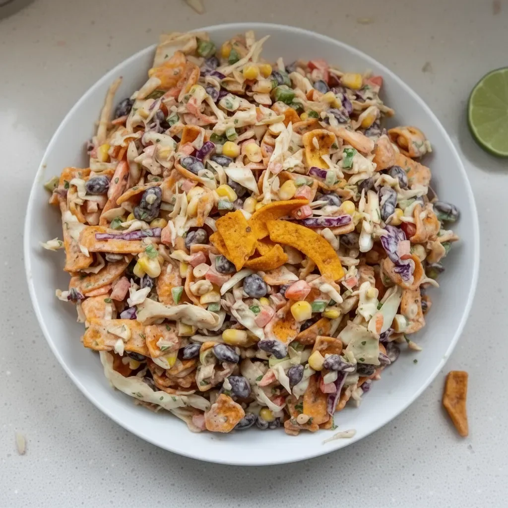 Bold flavor-packed coleslaw served in a bowl with fresh vegetables