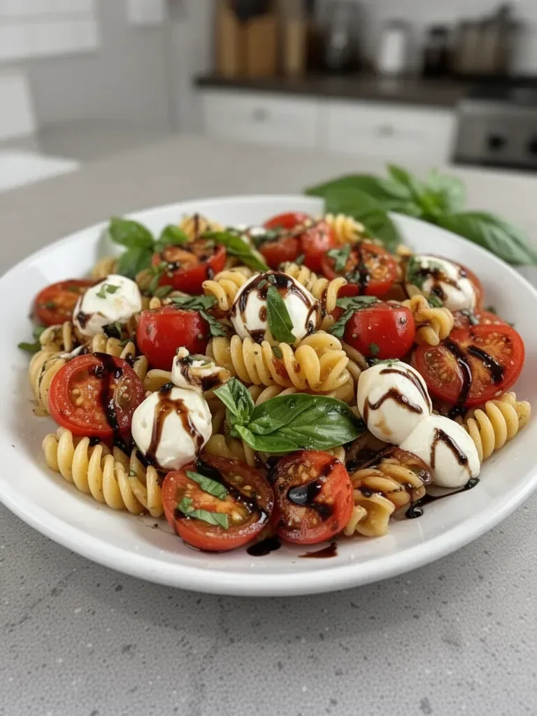 Caprese Pasta Salad with Balsamic Glaze