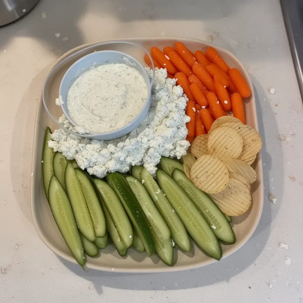 Delicious Cottage Cheese Ranch Dip served with fresh vegetables