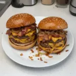 Delicious homemade Crack Burger stacked with juicy patties and fresh toppings