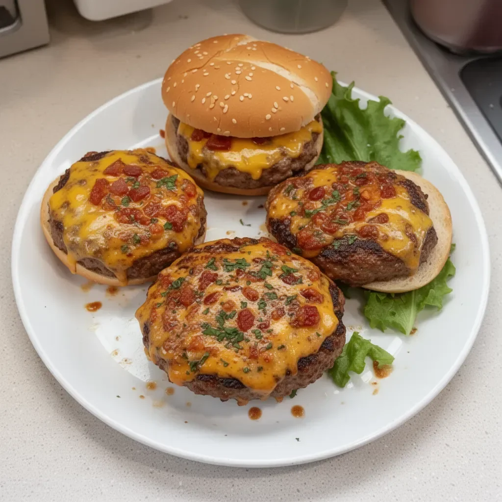 Delicious Crack Burgers on a wooden serving board