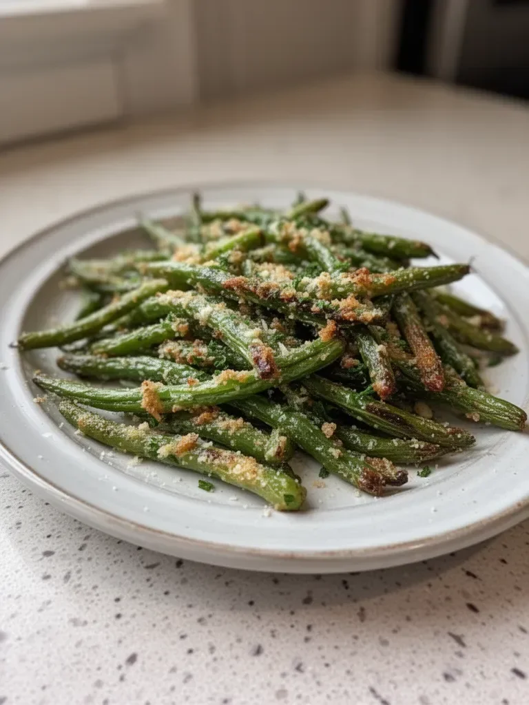 Crispy Garlic Parmesan Roasted Green Beans
