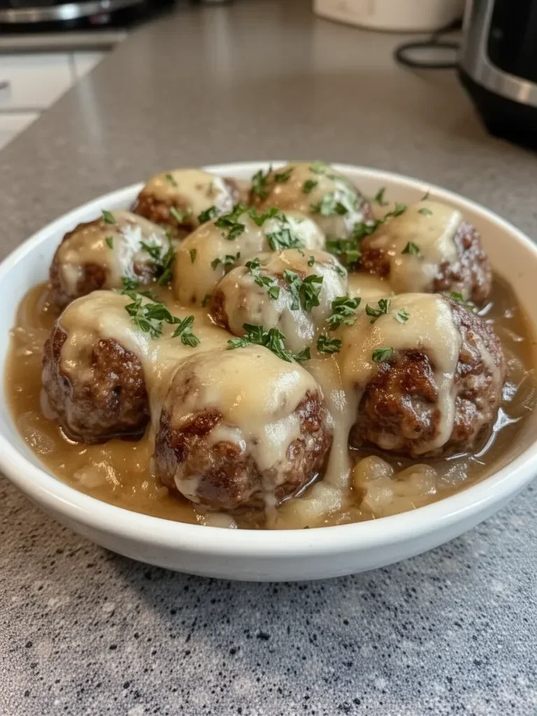 Crock Pot French Onion Meatballs