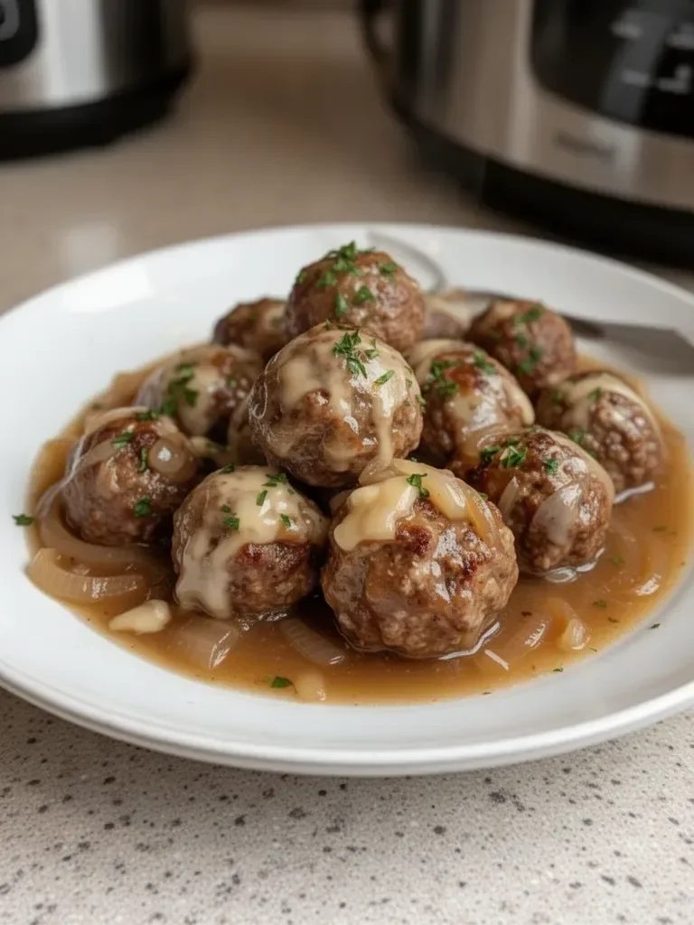 Crock Pot French Onion Meatballs