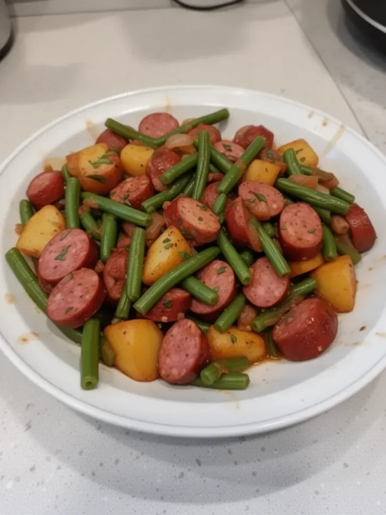 Crockpot Kielbasa and Green Beans