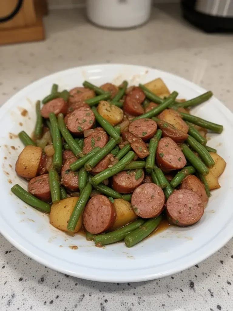 Crockpot Sausage and Green Beans