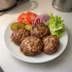 Delicious healthy turkey burger served with fresh vegetables