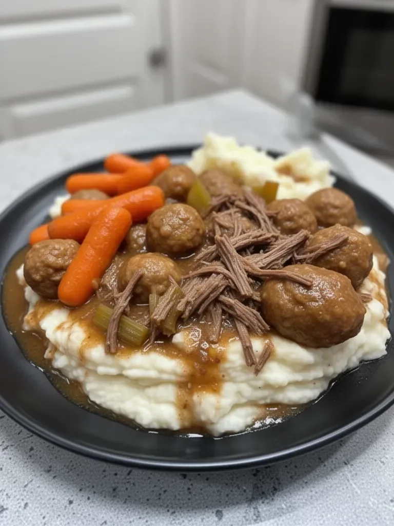 Easy Frozen Meatball Pot Roast (Slow Cooker Dinner Recipe)
