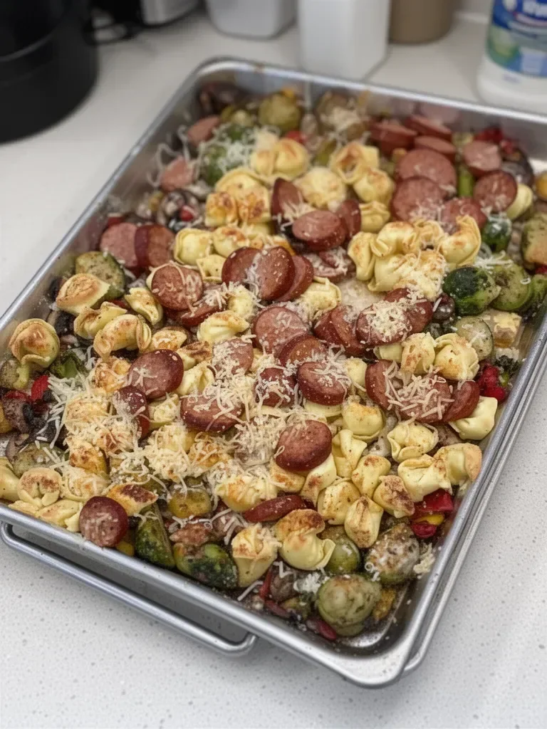 Easy Sheet Pan Tortellini and Kielbasa
