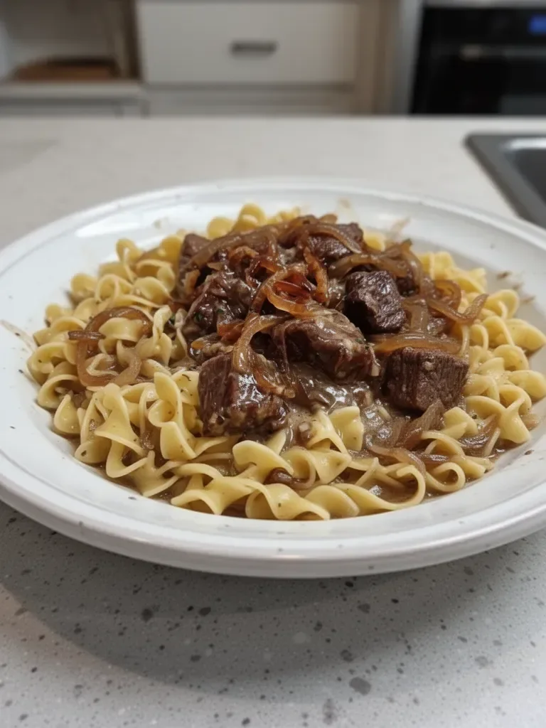 French Onion Beef and Noodles