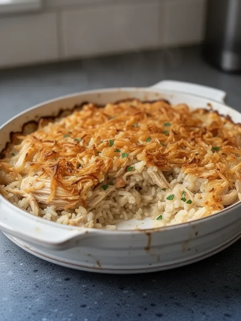 French Onion Chicken Rice Bake