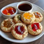 Fruity thumbprint cookies filled with jam and topped with colorful fruit
